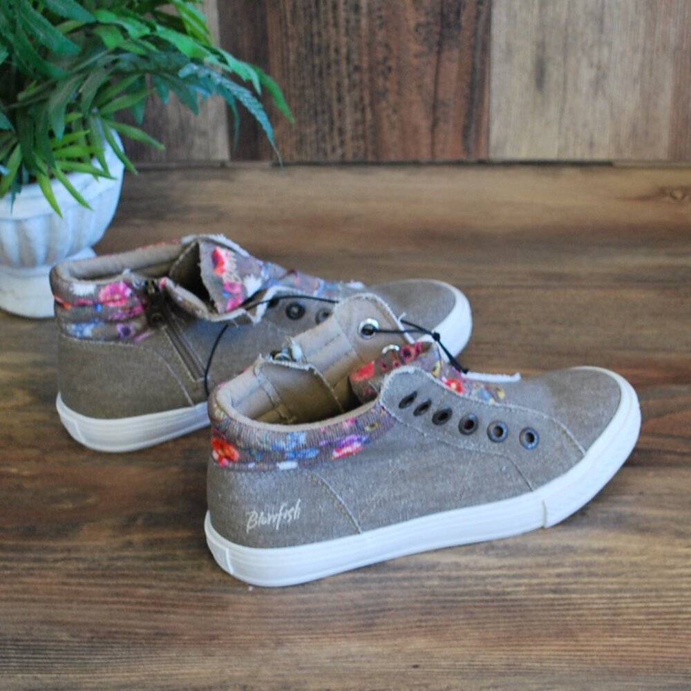 BlowfishTan Brown High-Top Sneakers with Floral Trim